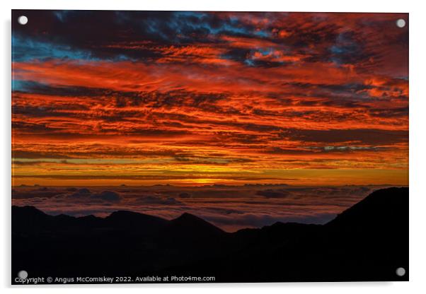 Sunrise from summit of Haleakala on Maui, Hawaii Acrylic by Angus McComiskey