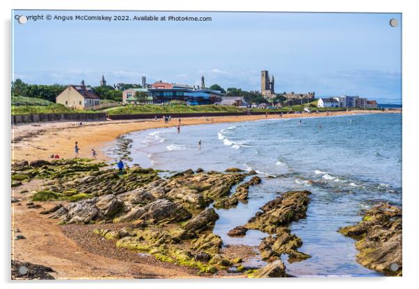 St Andrews East Sands beach in Fife, Scotland Acrylic by Angus McComiskey