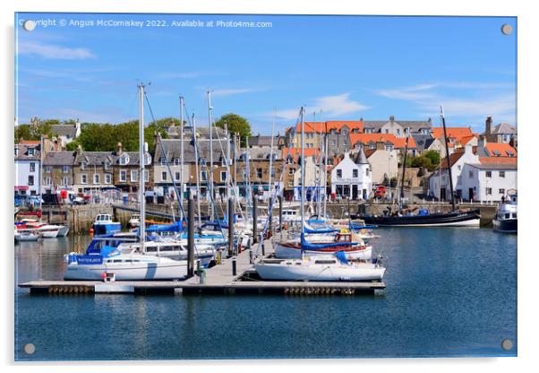 Pontoons in Anstruther marina in Fife Acrylic by Angus McComiskey