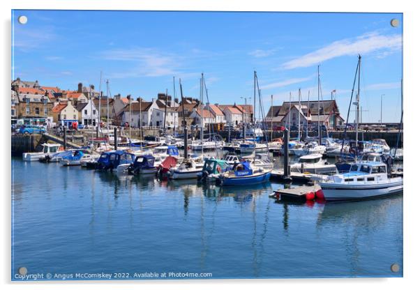 Yachts moored in Anstruther marina in Fife Acrylic by Angus McComiskey
