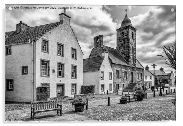 Main Square in village of Culross in Fife mono Acrylic by Angus McComiskey