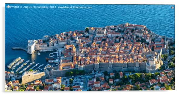 Old walled city of Dubrovnik in Croatia panorama Acrylic by Angus McComiskey