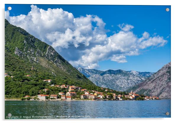 Small town of Prcanj on Bay of Kotor in Montenegro Acrylic by Angus McComiskey