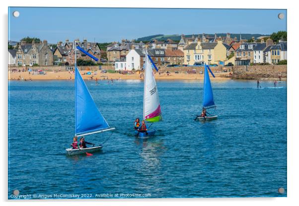 Dinghy sailing Elie harbour, East Neuk of Fife #2 Acrylic by Angus McComiskey