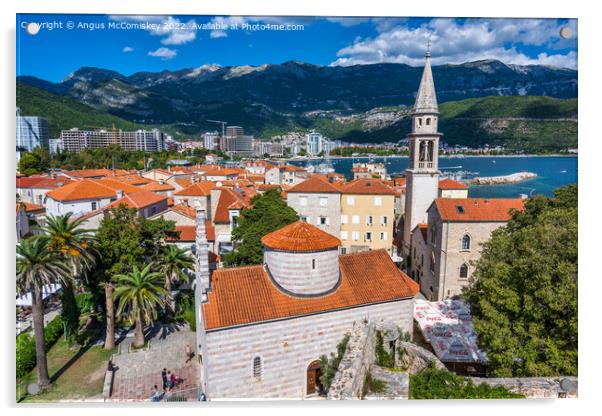 Across the red tiled rooftops of Budva, Montenegro Acrylic by Angus McComiskey