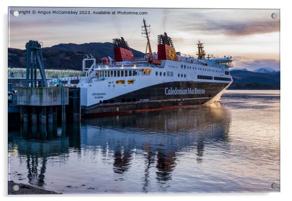 CalMac ferry in Ullapool harbour Acrylic by Angus McComiskey