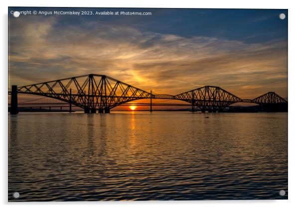 Forth Bridges at sunset Acrylic by Angus McComiskey