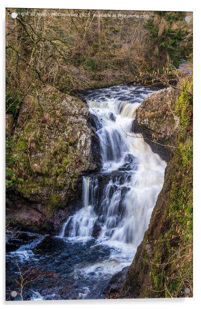 Reekie Linn waterfall on River Isla in Scotland Acrylic by Angus McComiskey