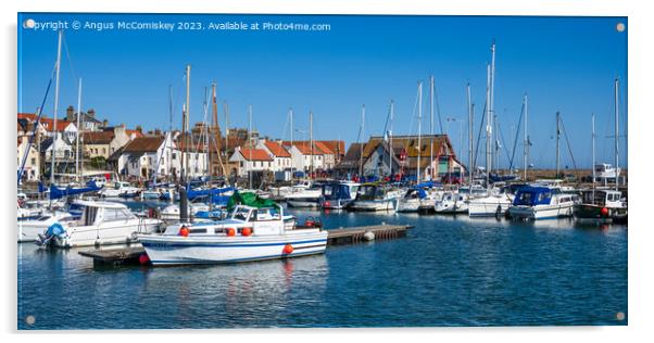 Panoramic view of boats in Anstruther harbour Fife Acrylic by Angus McComiskey
