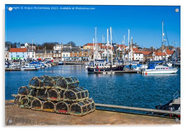 Creels on quayside of Anstruther harbour Acrylic by Angus McComiskey