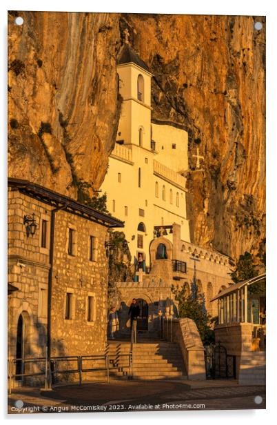 Upper church of Ostrog Monastery in Montenegro Acrylic by Angus McComiskey