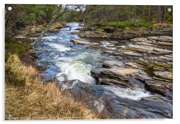 River Dee near Braemar on Royal Deeside, Scotland Acrylic by Angus McComiskey