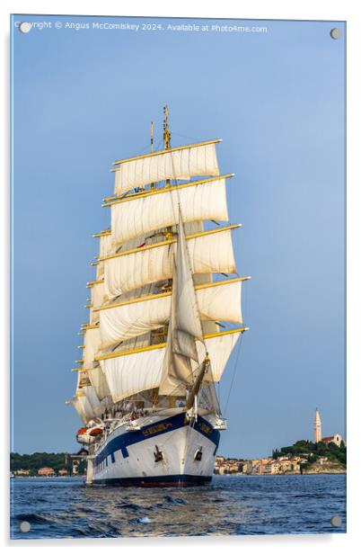 Royal Clipper departing Rovinj in Croatia Acrylic by Angus McComiskey