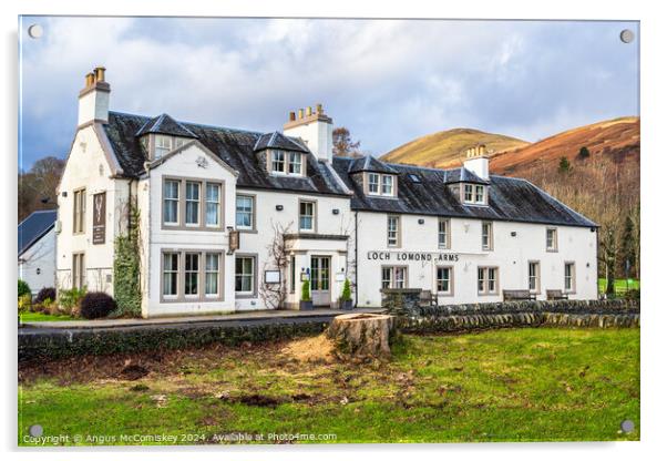 Loch Lomond Arms Hotel in Luss, Scotland Acrylic by Angus McComiskey