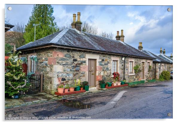 Cottages on Pier Road in Luss, Scotland Acrylic by Angus McComiskey