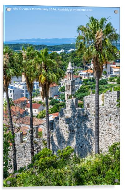 Walls of the Spanish Fortress in Hvar town Croatia Acrylic by Angus McComiskey