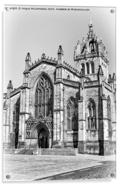 St Giles Cathedral Edinburgh (black and white) Acrylic by Angus McComiskey
