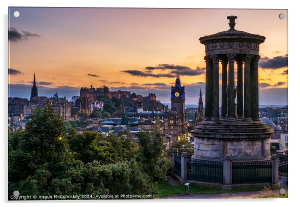 Edinburgh Castle and skyline from Calton Hill Acrylic by Angus McComiskey