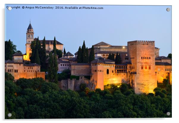 Alhambra Palace at dusk Acrylic by Angus McComiskey