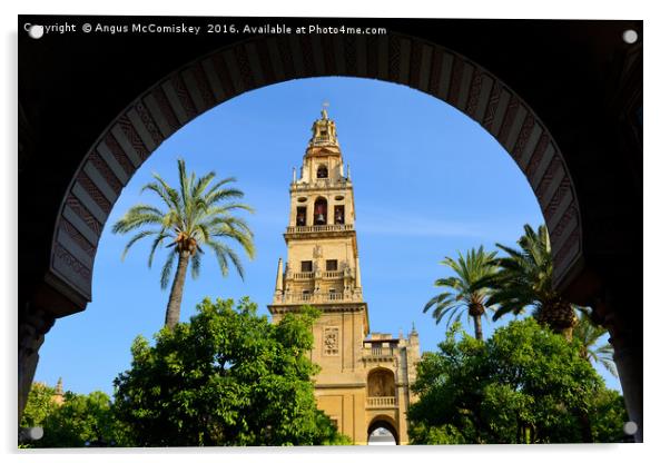 Bell tower in Court of the Orange Trees Acrylic by Angus McComiskey