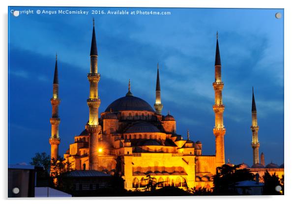 Blue Mosque at twilight Acrylic by Angus McComiskey