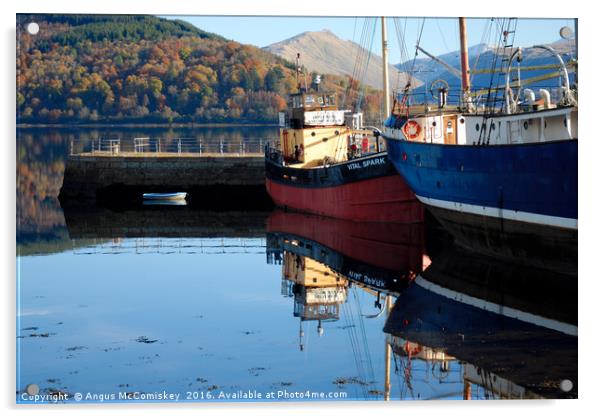 Clyde puffer Vital Spark at Inveraray Pier Acrylic by Angus McComiskey