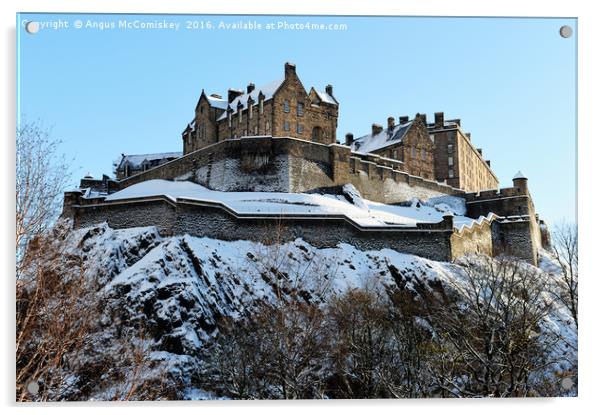 Edinburgh Castle in snow Acrylic by Angus McComiskey
