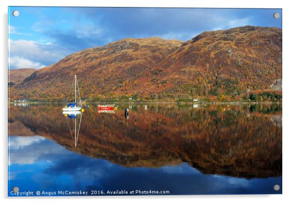 Winter reflections on Loch Etive Acrylic by Angus McComiskey