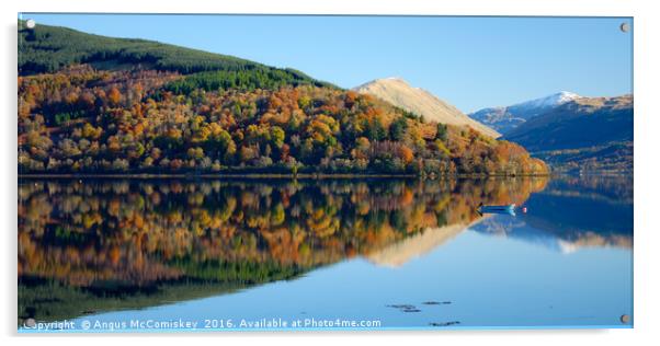 Autumn reflections on Loch Fyne Acrylic by Angus McComiskey