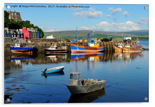 Colourful boats in Tobermory harbour  Acrylic by Angus McComiskey