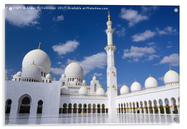 Inner Courtyard of Grand Mosque Abu Dhabi Acrylic by Angus McComiskey