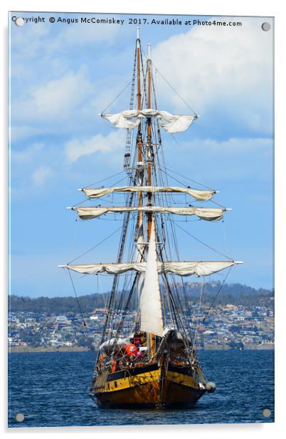 Tall ship approaching Hobart harbour Tasmania Acrylic by Angus McComiskey