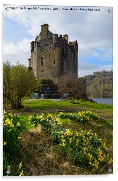 Spring at Eilean Donan Castle Acrylic by Angus McComiskey