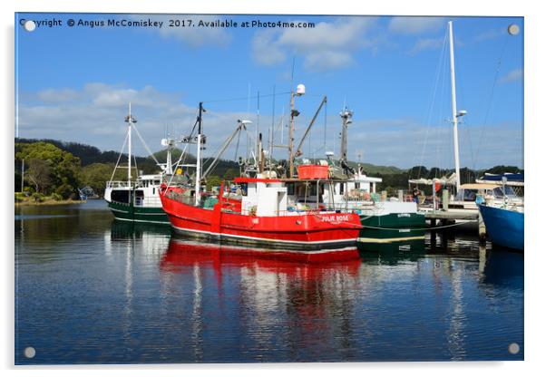 Fishing boats in Strahan harbour, Tasmania Acrylic by Angus McComiskey