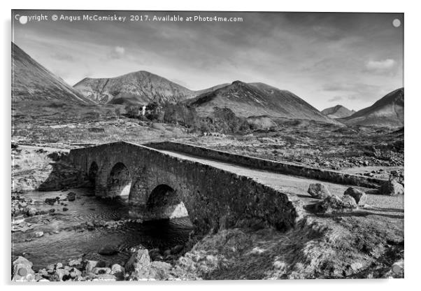 Sligachan Bridge and the Cuillins (mono) Acrylic by Angus McComiskey