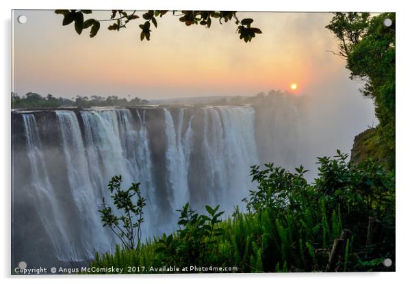 "The smoke that thunders" - Victoria Falls sunrise Acrylic by Angus McComiskey