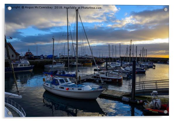 Sunset over Anstruther harbour Acrylic by Angus McComiskey
