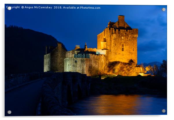 Twilight over Eilean Donan Castle Acrylic by Angus McComiskey
