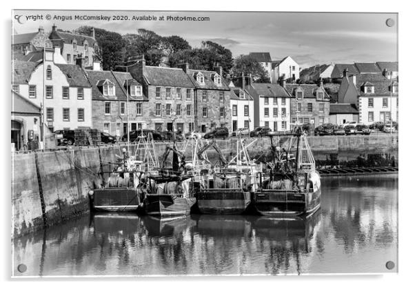 Fishing boats in Pittenweem Harbour mono Acrylic by Angus McComiskey