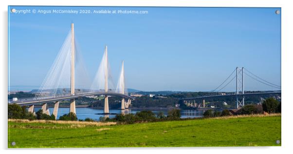 Queensferry Crossing and Forth Road Bridge Acrylic by Angus McComiskey
