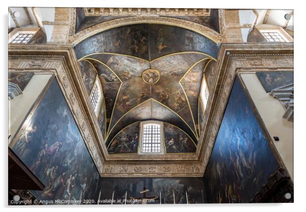 Ornate ceiling of Gallipoli Cathedral in Puglia Acrylic by Angus McComiskey