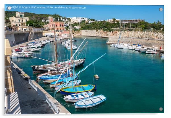 Porto Tricase harbour in Puglia, Southern Italy Acrylic by Angus McComiskey