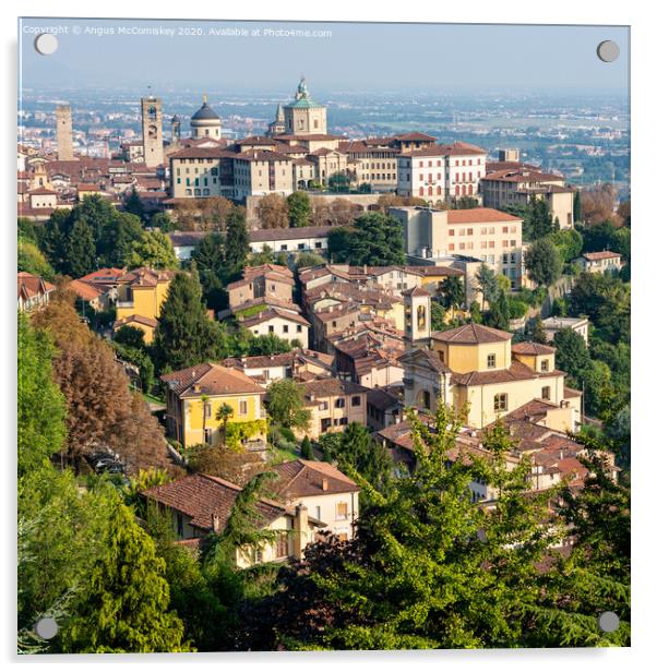 View across Bergamo Citta Alta (upper town) Acrylic by Angus McComiskey