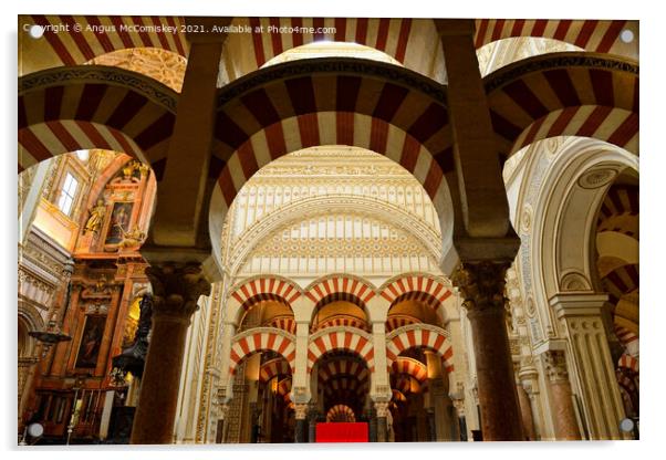 Pillars and arches in Cordoba Cathedral Acrylic by Angus McComiskey