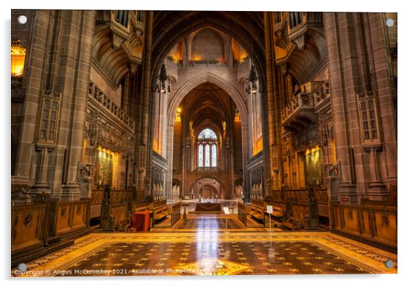 Interior of Liverpool Anglican Cathedral Acrylic by Angus McComiskey