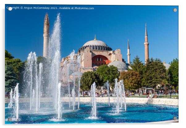 Hagia Sophia and fountain, Istanbul Acrylic by Angus McComiskey