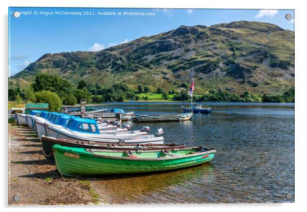Boats for hire, Ullswater Acrylic by Angus McComiskey