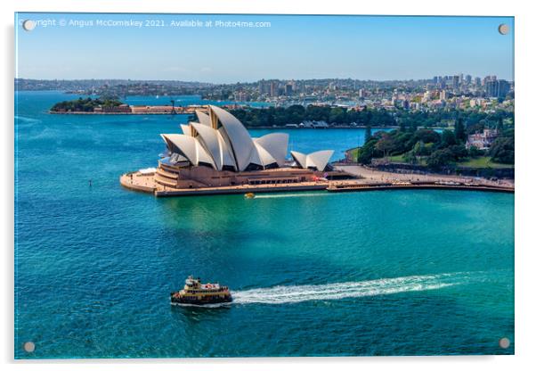 Sydney Opera House and ferry Acrylic by Angus McComiskey