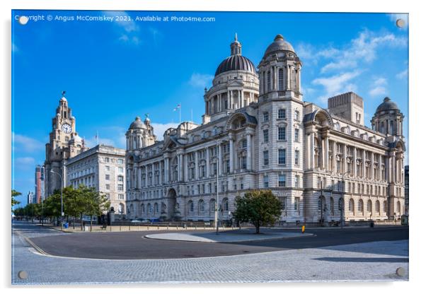 The Three Graces Liverpool Acrylic by Angus McComiskey