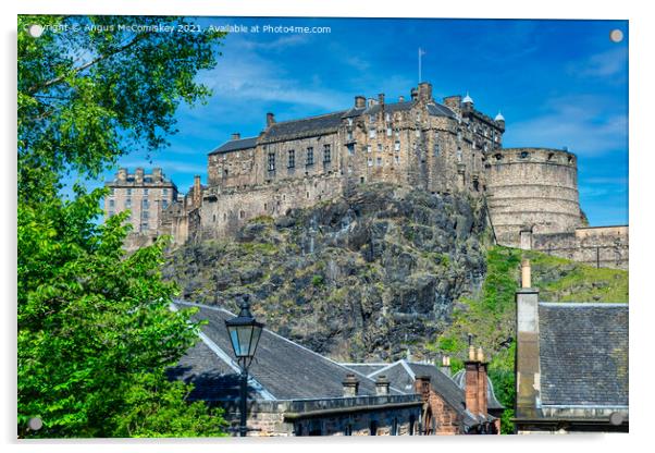 Across the rooftops to Edinburgh Castle Acrylic by Angus McComiskey